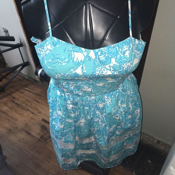 Lilly Pulitzer blue and white sheer detail size 2 fit and flare sundress - Picture 1 of 4